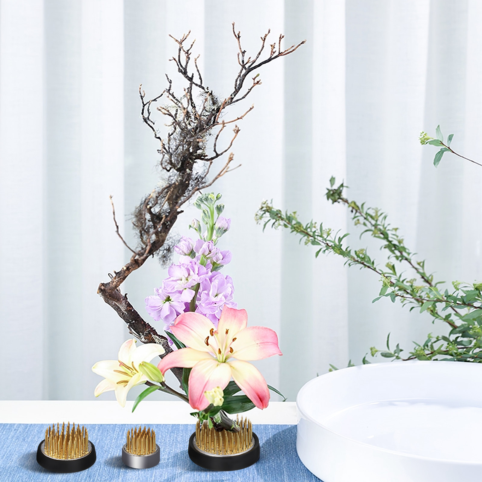 Tools For Home Workshop - 3개들이 꽃꽂이용 원형 줄기 홀더 받침대,