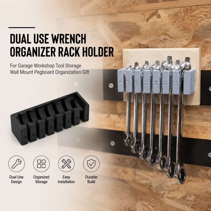Workshop Tools Organizing - 벽걸이 렌치 정리대, 차고/작업장 공구 보관용