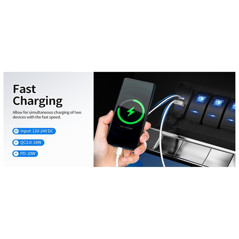 USB 로커 스위치 12V 방수 USB C & QC 3 - Tools Qc 리뷰 및 가격