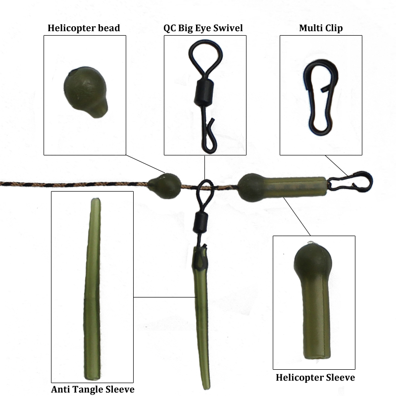 잉어 낚시 헬리콥터 리그 키트, 헬리 초드 슬리브 비즈 - Tools Qc 리뷰 및 가격