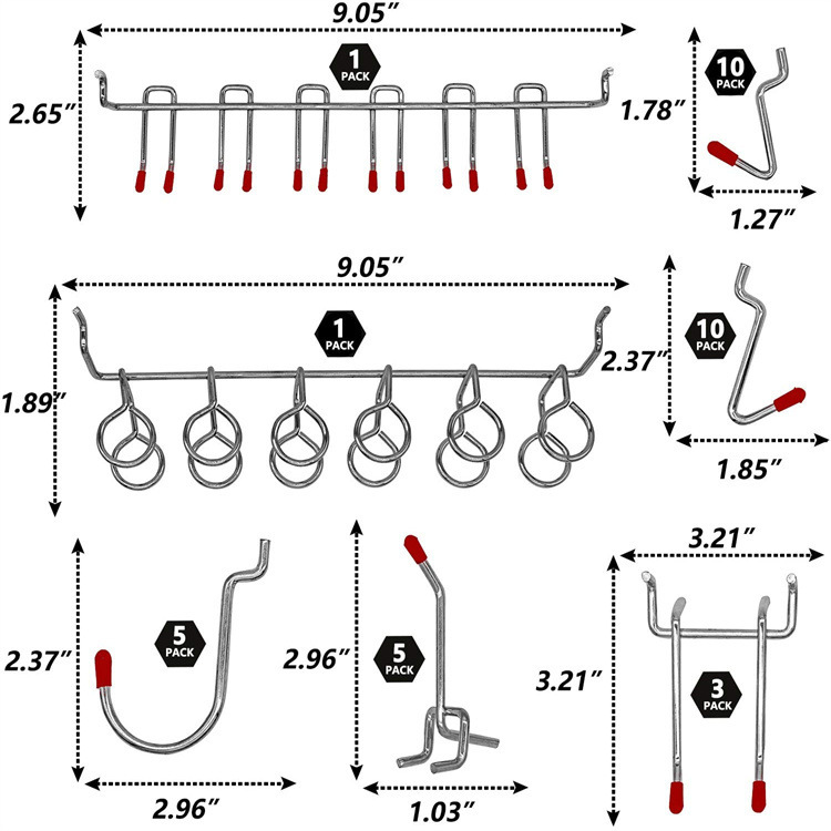 114개 조각 페그보드 훅 세트 금속 도구 훅 벽 보드 - Workshop Tools Organizing 리뷰 및 가격